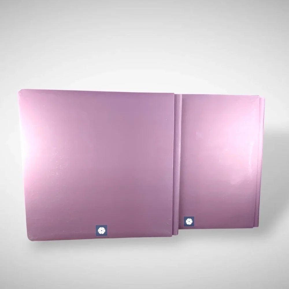 TWO Creative Memories 12x12 Scrapbook Albums Brown Plaid w/ Plum Undertone 2010s
